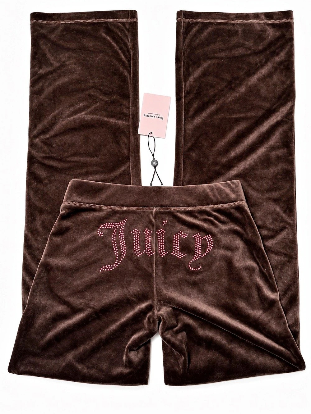 NWT Juicy Couture Velour Track Pants XXS Brown Sugar Rhinestone Y2K $169